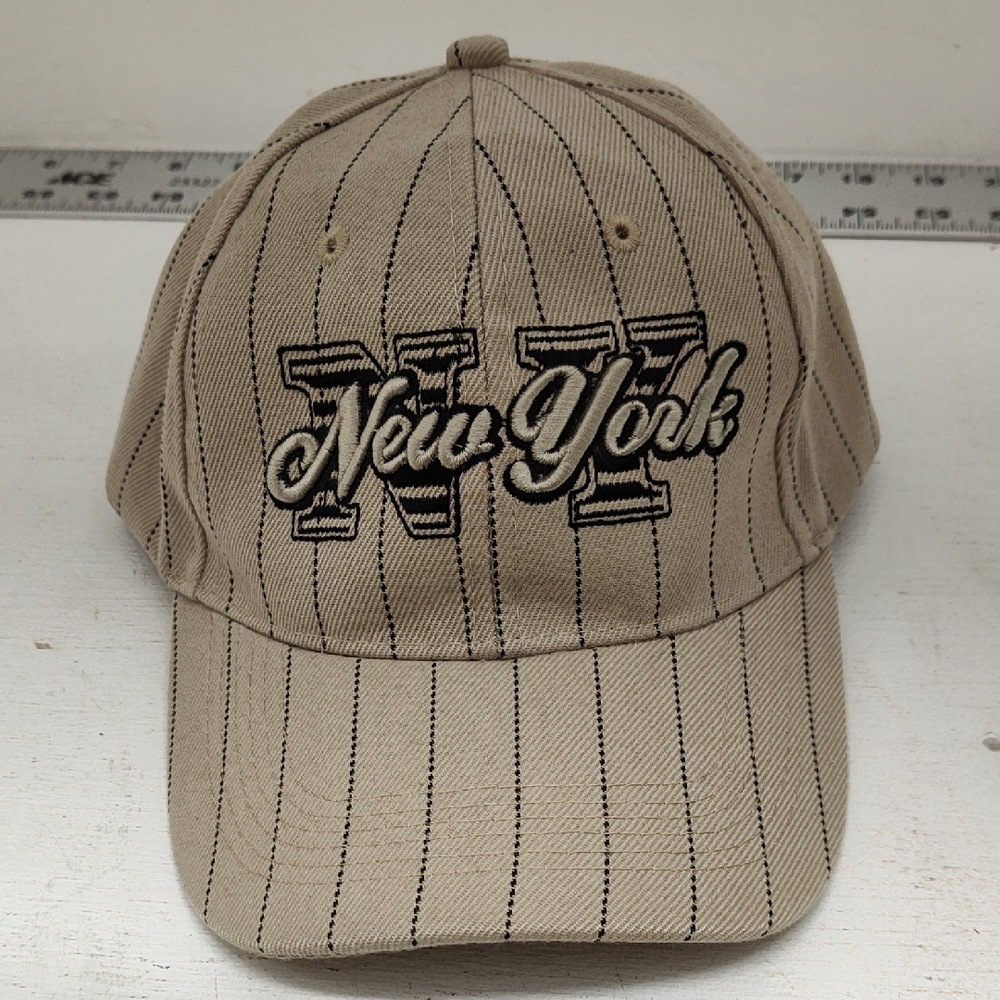 Beige Striped New York Cap,